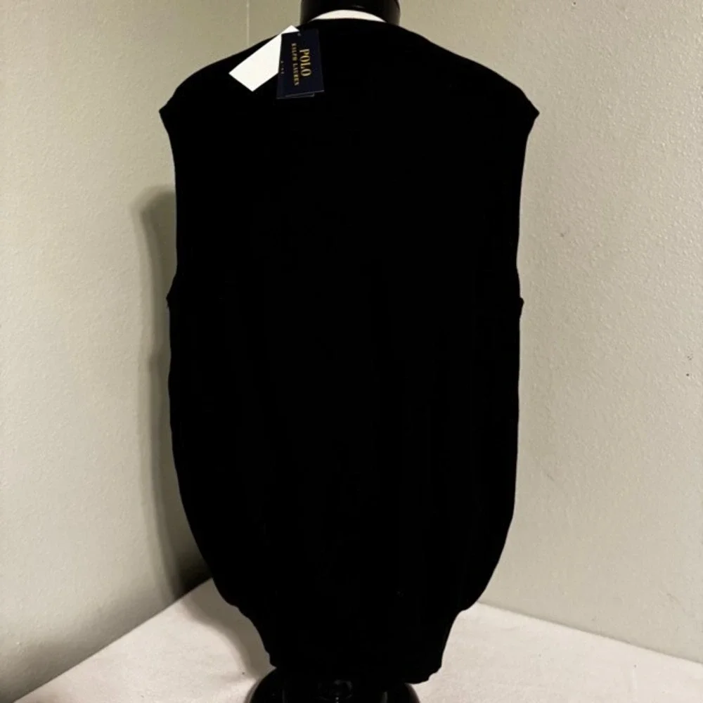 Polo Ralph Lauren Mens Black Pima Cotton V-Neck Sweater Vest 2XB Big &‎ Tall NEW